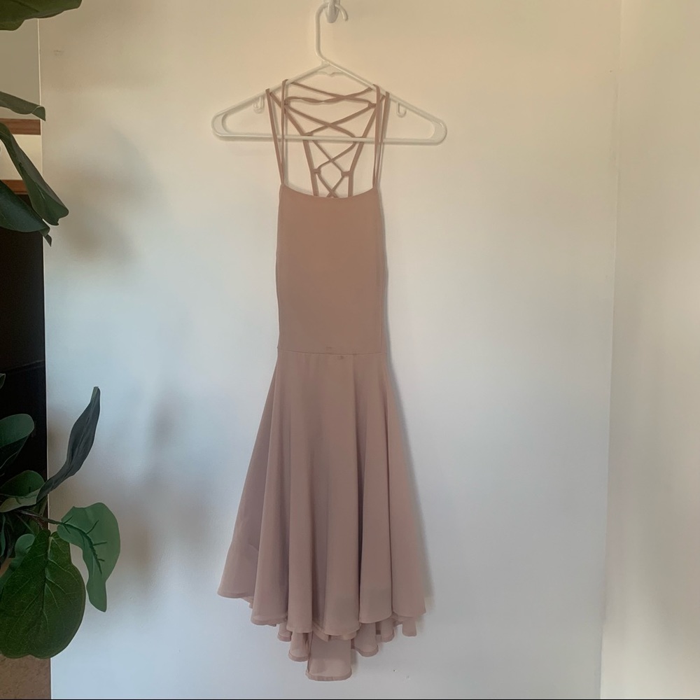 GOOD DEEDS BLUSH PINK LACE-UP DRESS